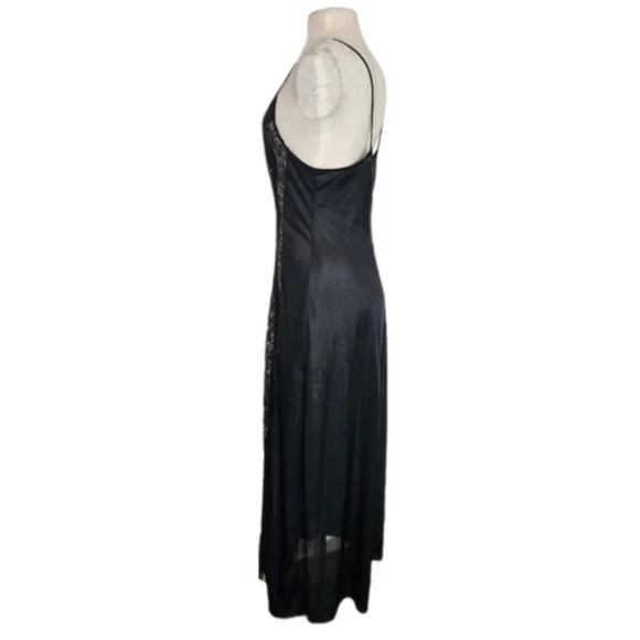Circle III New York Slip Gown Lace Paneled Front Vibtage Black Size S - Picture 8 of 14